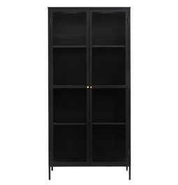 Vitrina Unbronk, juoda sp., metalas/plienas/stiklas, H190x90x40cm