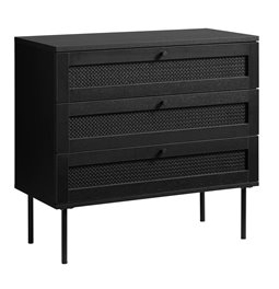 Chest of drawers Usakola, black, MDF/metal, H75x80x40cm