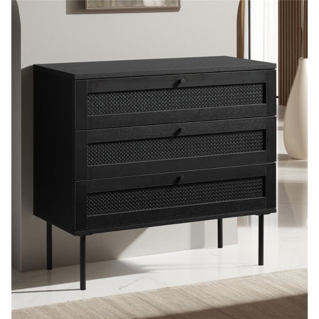 Chest of drawers Usakola, black, MDF/metal, H75x80x40cm