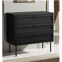 Chest of drawers Usakola, black, MDF/metal, H75x80x40cm