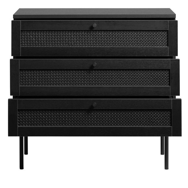 Chest of drawers Usakola, black, MDF/metal, H75x80x40cm