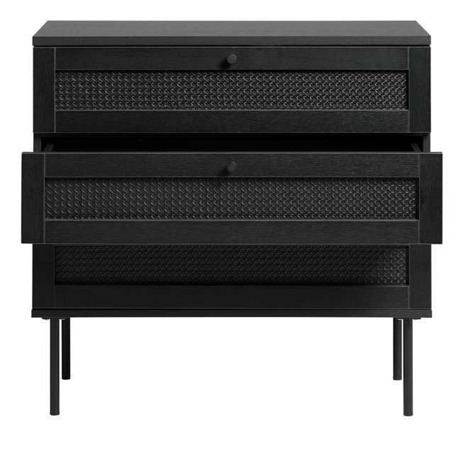Chest of drawers Usakola, black, MDF/metal, H75x80x40cm