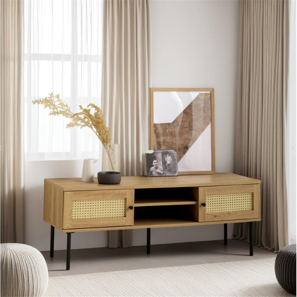 TV table Usakola, natural color, MDF/metal, H43x120x40cm