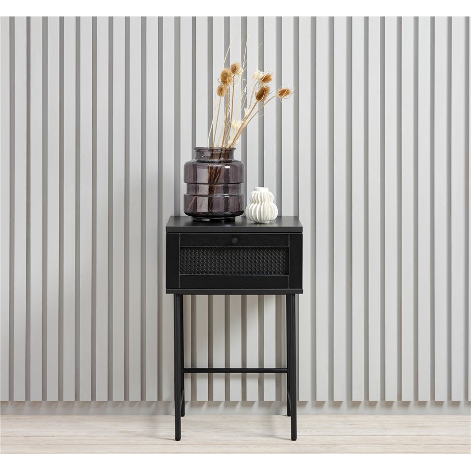 Side table Usakola, black, MDF/metal, H70x45x45cm