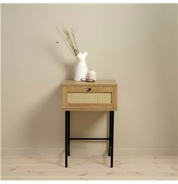 Side table Usakola, natural color, MDF/metal, H70x45x45cm
