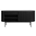 Chest of drawers Usien, black, oak veneer/solid oak, H73x160x45cm