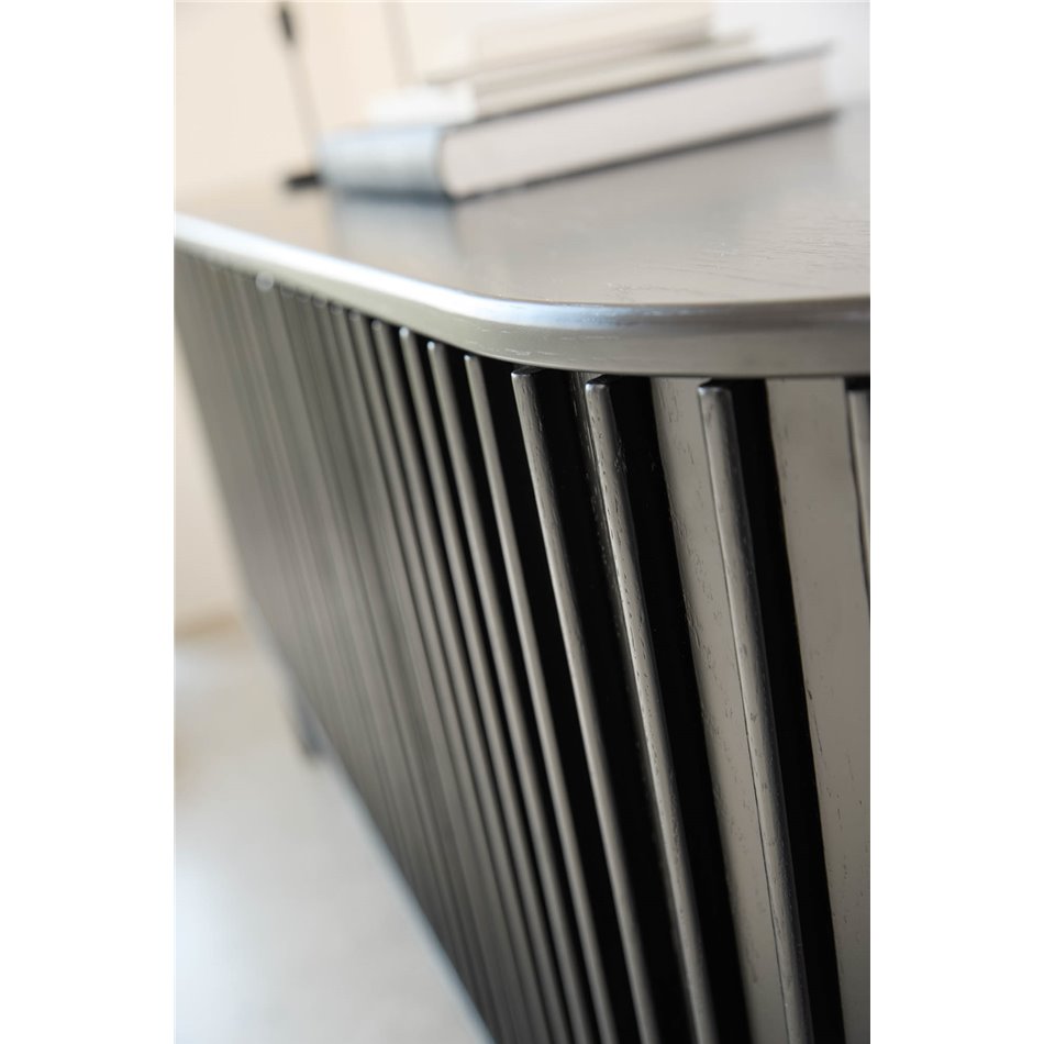 Chest of drawers Usien, black, oak veneer/solid oak, H73x160x45cm