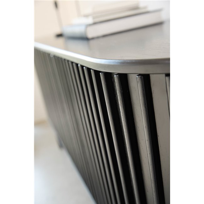 Chest of drawers Usien, black, oak veneer/solid oak, H73x160x45cm