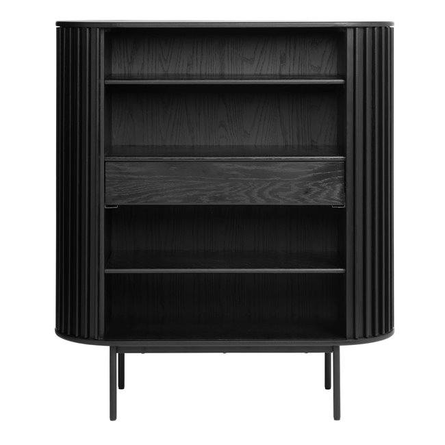 Шкаф Usien, черный, шпон дуба/массив дуба, H125х110х45см