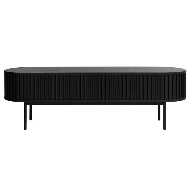 TV table Usien, black, oak veneer/solid oak, H48x160x45cm