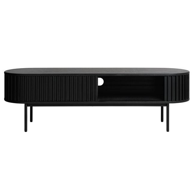 TV table Usien, black, oak veneer/solid oak, H48x160x45cm