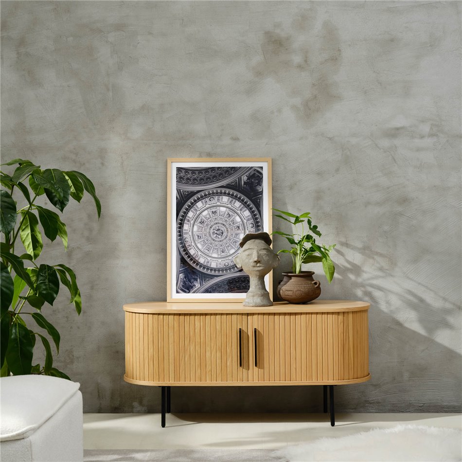 TV table Nola, natural color, metal/oak veneer/MDF, H56x120x40cm
