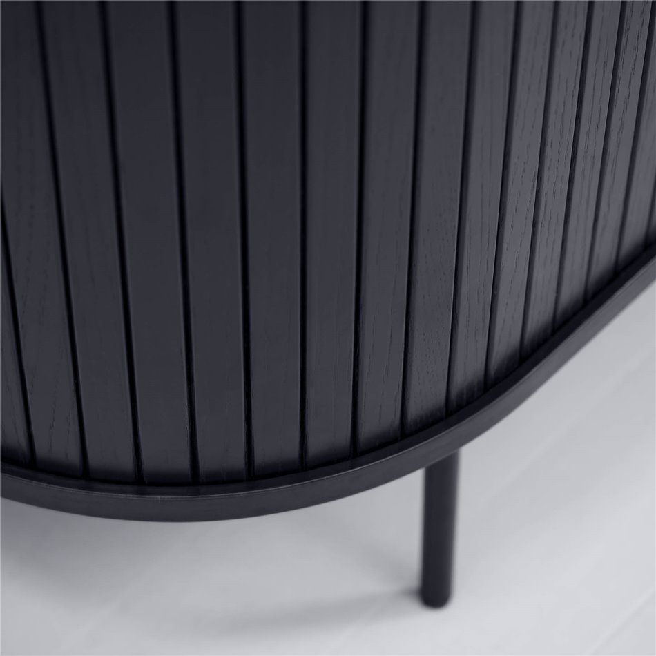 TV table Nola, black, metal/oak veneer/MDF, H56x120x40cm