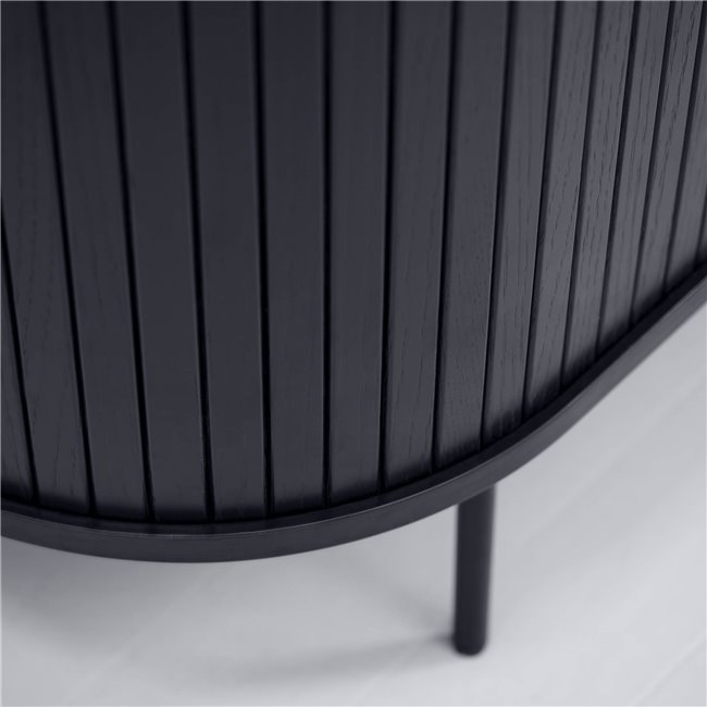 TV table Nola, black, metal/oak veneer/MDF, H56x120x40cm