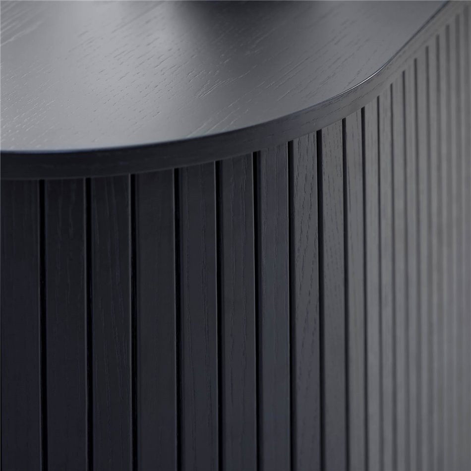 TV table Nola, black, metal/oak veneer/MDF, H56x120x40cm