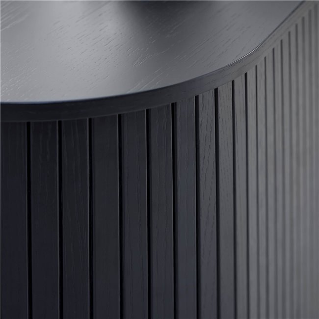 TV table Nola, black, metal/oak veneer/MDF, H56x120x40cm