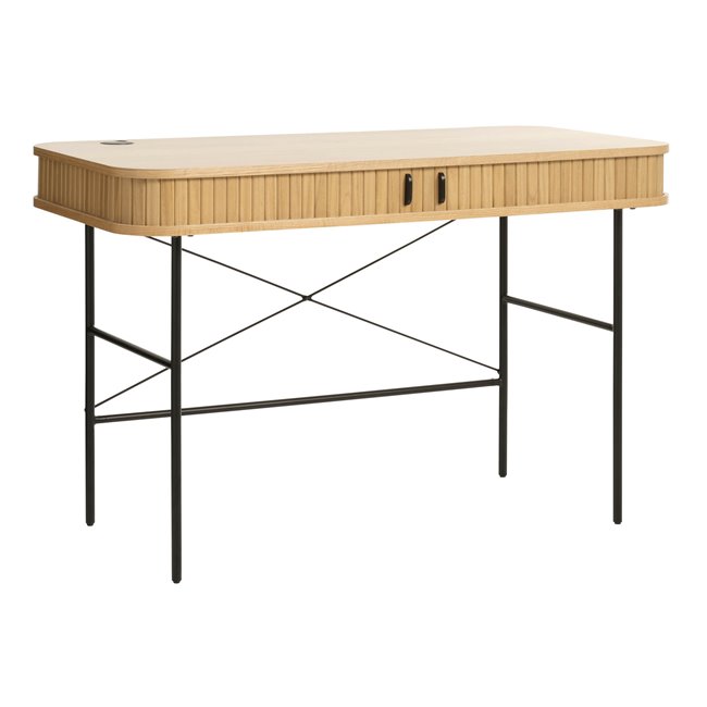 Desk Nola, natural/black, metal/oak veneer/MDF, H75x120x60cm