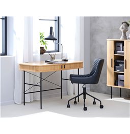 Biuro stalas Nola, natūrali/juoda sp., metalas/ąžuolo fanera/MDF, H75x120x60cm