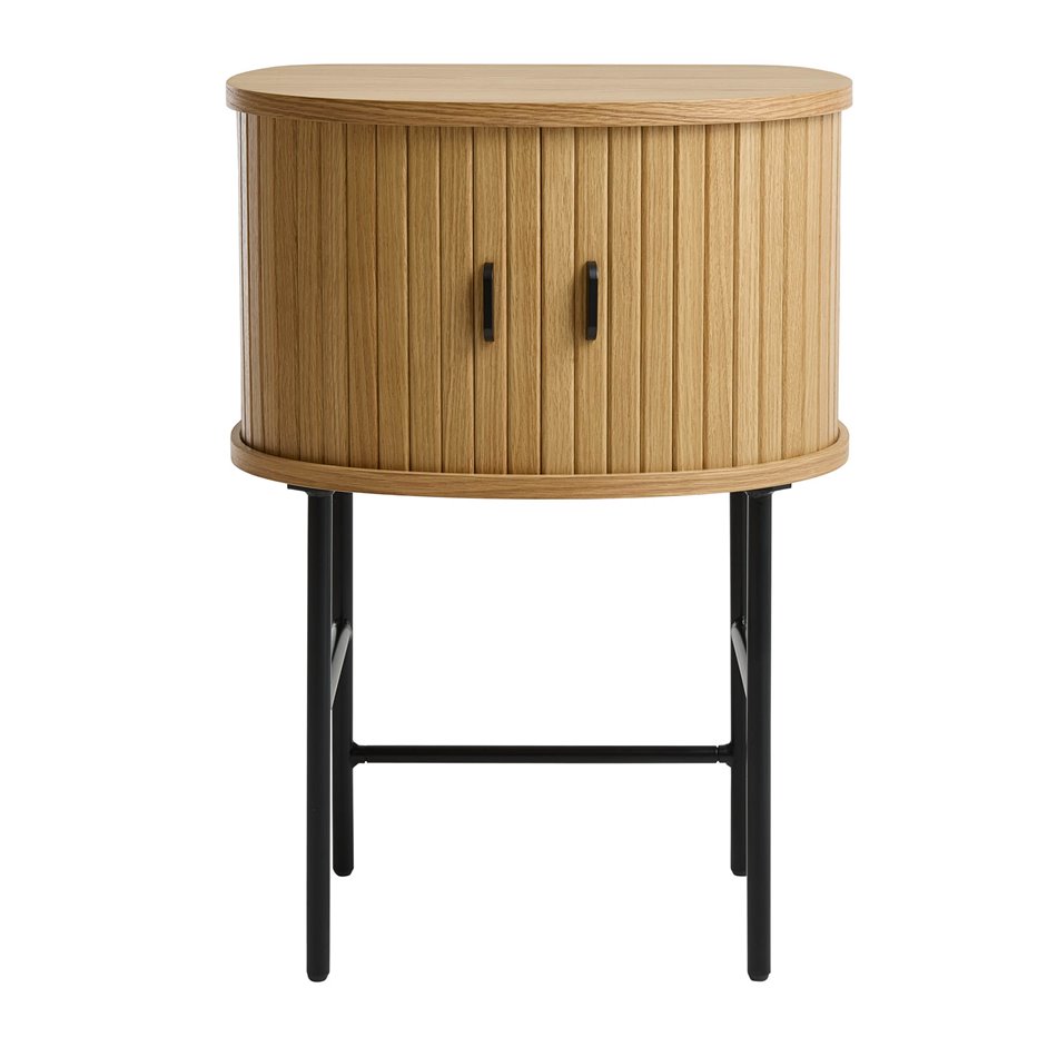 Side table Nola, natural color, metal/oak veneer/MDF, H70x50x40cm