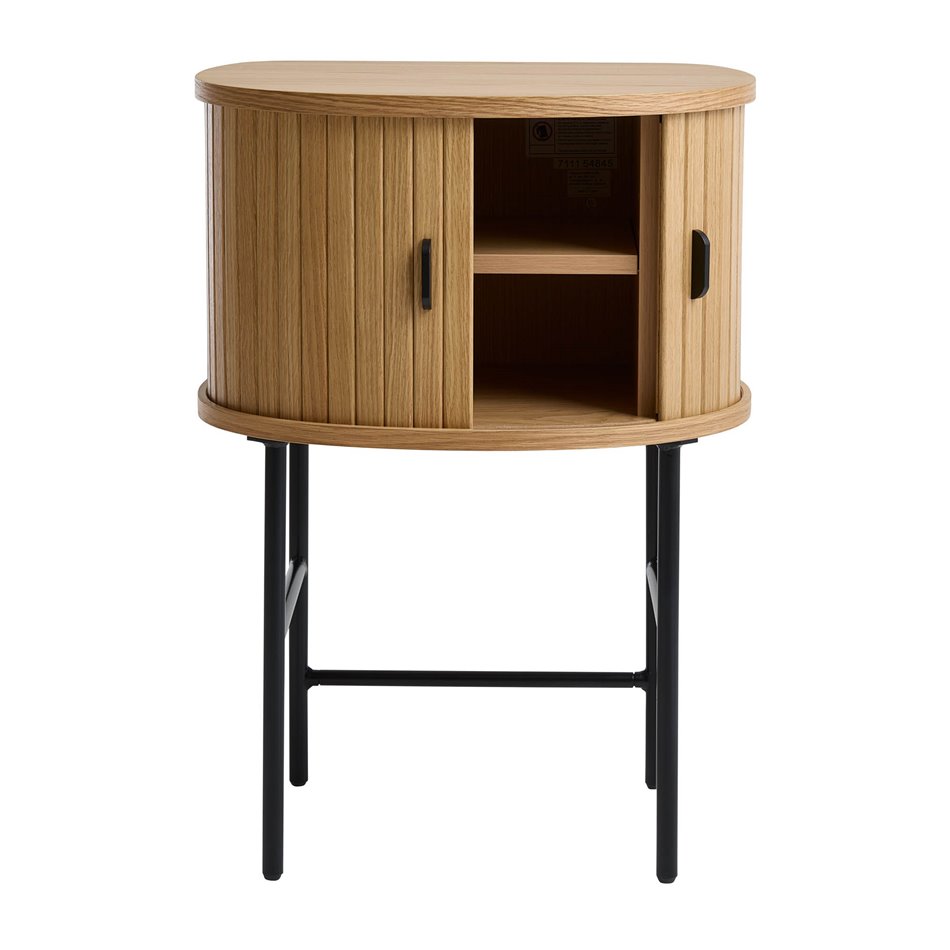 Side table Nola, natural color, metal/oak veneer/MDF, H70x50x40cm