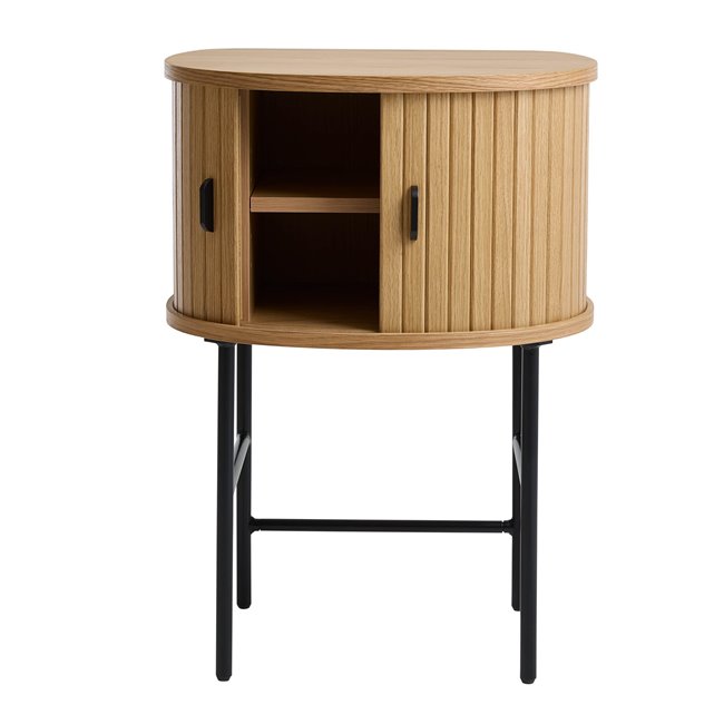 Side table Nola, natural color, metal/oak veneer/MDF, H70x50x40cm