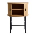 Side table Nola, natural color, metal/oak veneer/MDF, H70x50x40cm