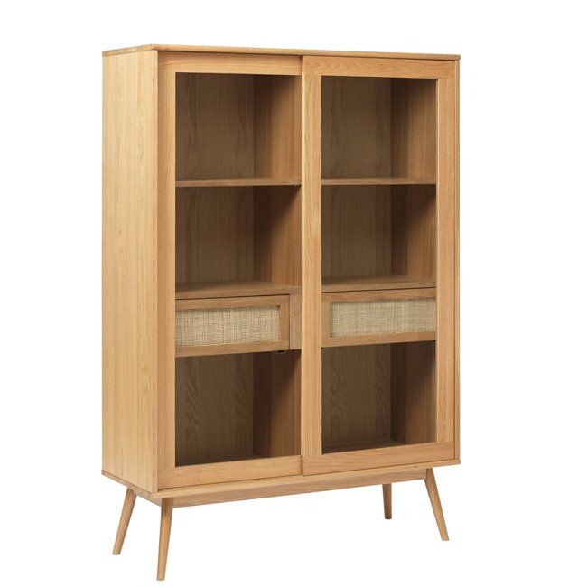 Витрина Ubarali, натурального цвета, шпон дуба/MDF/стекло, H160x110x40см