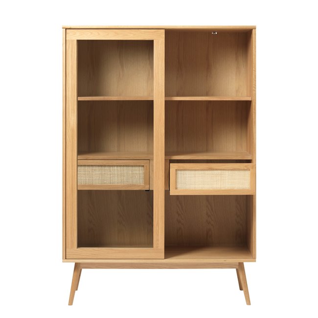 Витрина Ubarali, натурального цвета, шпон дуба/MDF/стекло, H160x110x40см
