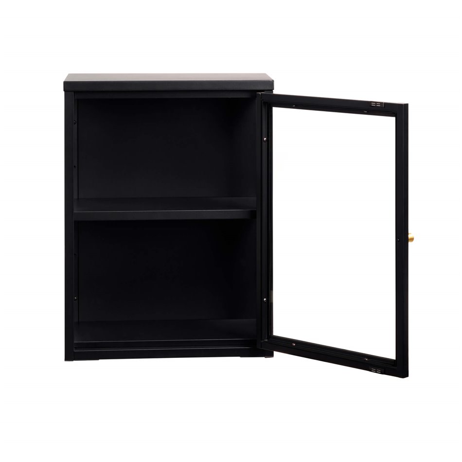 Display cabinet Ukarmel, black, steel/tempered glass, H60x45x25cm