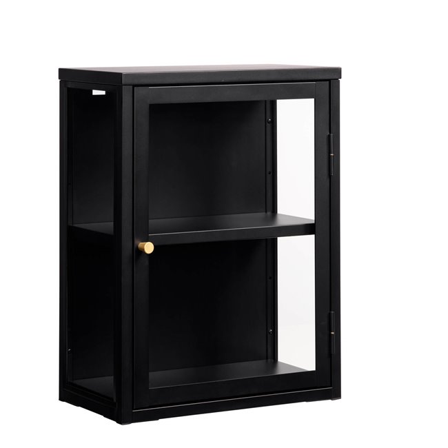 Display cabinet Ukarmel, black, steel/tempered glass, H60x45x25cm