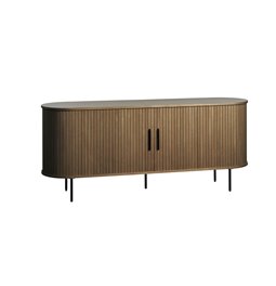 Sideboard Nola, smoked oak color, metal/oak veneer/MDF, H76x180x45cm