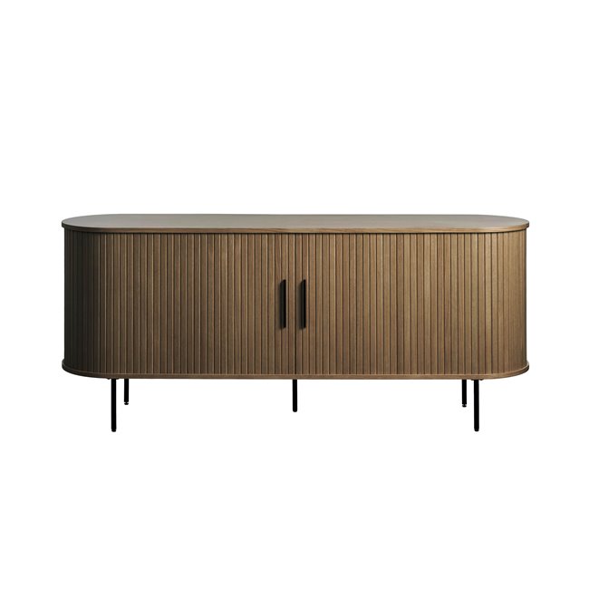 Sideboard Nola, smoked oak color, metal/oak veneer/MDF, H76x180x45cm