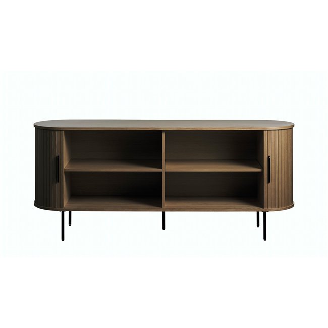 Sideboard Nola, smoked oak color, metal/oak veneer/MDF, H76x180x45cm