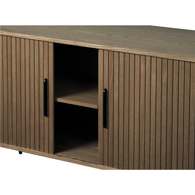 Sideboard Nola, smoked oak color, metal/oak veneer/MDF, H76x180x45cm