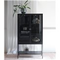 Display cabinet Ukarmel, black, steel/tempered glass, H160x90x40cm