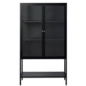 Display cabinet Ukarmel, black, steel/tempered glass, H160x90x40cm