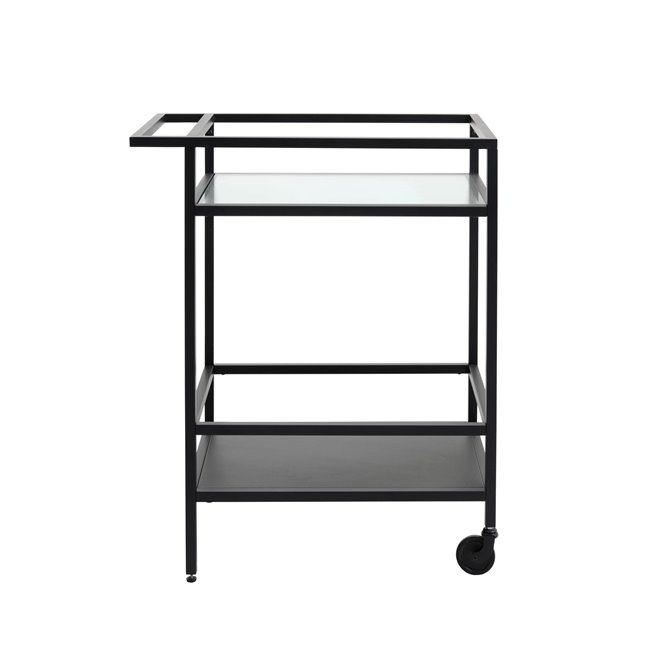 Serving trolley Unbronk, black, metal/tempered glass, H85x70x42cm