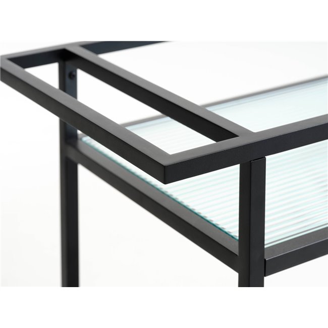 Serving trolley Unbronk, black, metal/tempered glass, H85x70x42cm