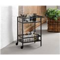 Serving trolley Unbronk, black, metal/tempered glass, H85x70x42cm