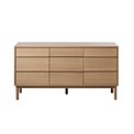 Chest of drawers Unponza, natural color, oak veneer, H75x140x43cm