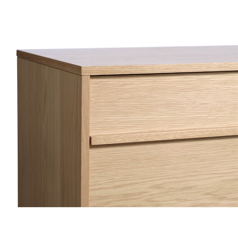 Chest of drawers Unponza, natural color, oak veneer, H75x140x43cm