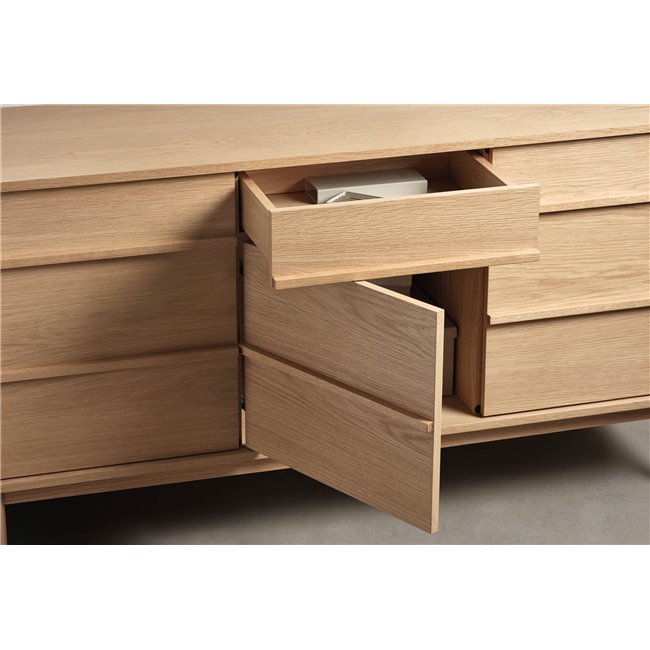 Chest of drawers Unponza, natural color, oak veneer, H75x140x43cm