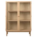 Шкаф Unelba, натурального цвета, закаленное стекло/MDF/дубовый шпон, H140х100х40см