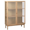 Шкаф Unelba, натурального цвета, закаленное стекло/MDF/дубовый шпон, H140х100х40см