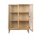 Шкаф Unelba, натурального цвета, закаленное стекло/MDF/дубовый шпон, H140х100х40см