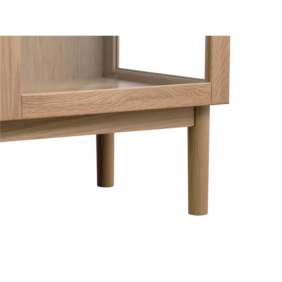 Шкаф Unelba, натурального цвета, закаленное стекло/MDF/дубовый шпон, H140х100х40см