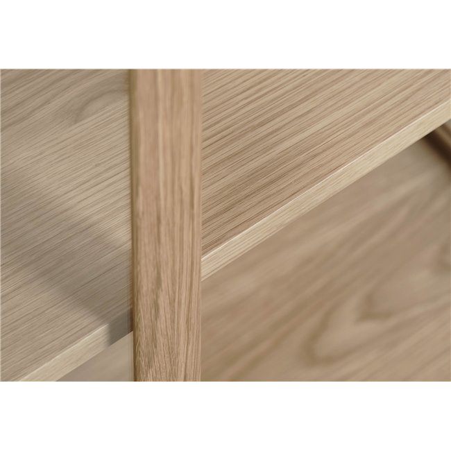 Шкаф Unelba, натурального цвета, закаленное стекло/MDF/дубовый шпон, H140х100х40см