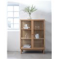 Шкаф Unelba, натурального цвета, закаленное стекло/MDF/дубовый шпон, H140х100х40см