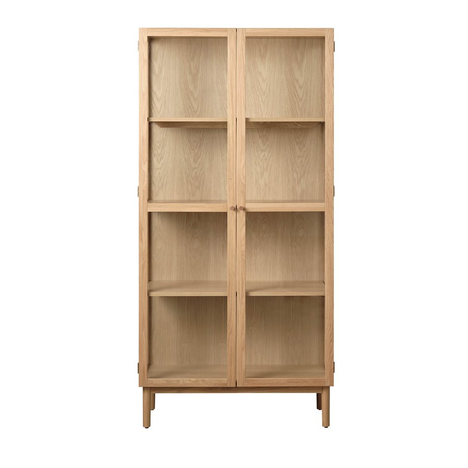 Шкаф Unelba, натурального цвета, закаленное стекло/MDF/дубовый шпон, H190х90х40см
