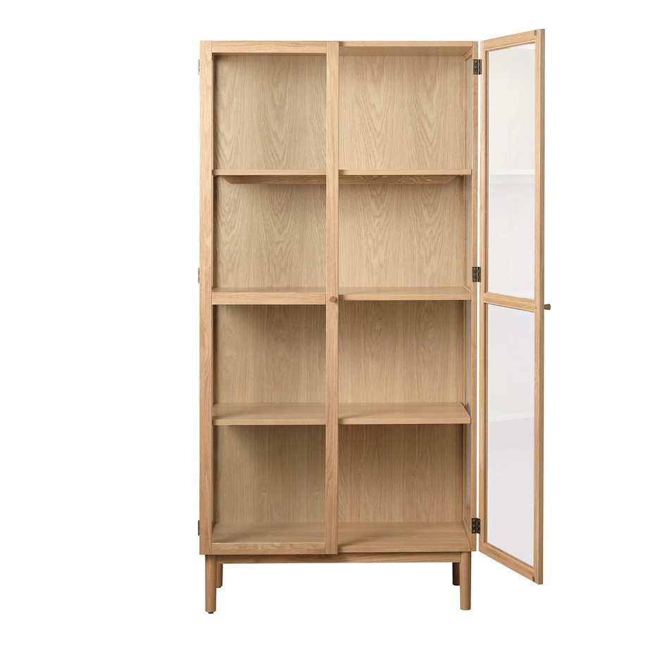 Шкаф Unelba, натурального цвета, закаленное стекло/MDF/дубовый шпон, H190х90х40см